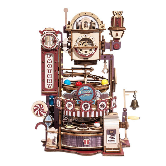 Robotime ROKR DIY Chocolate Factory 3D Wooden Puzzle Assembly Marble Run Toy Gift For Children Teens LGA02