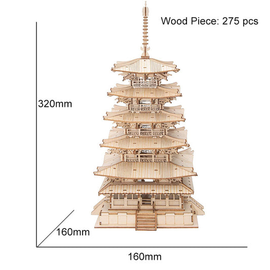 Robotime Five-storied Pagoda 3D Wooden Puzzle Toys For Children Kids Birthday Christmas Gift Home Decoration TGN02 Dropshipping