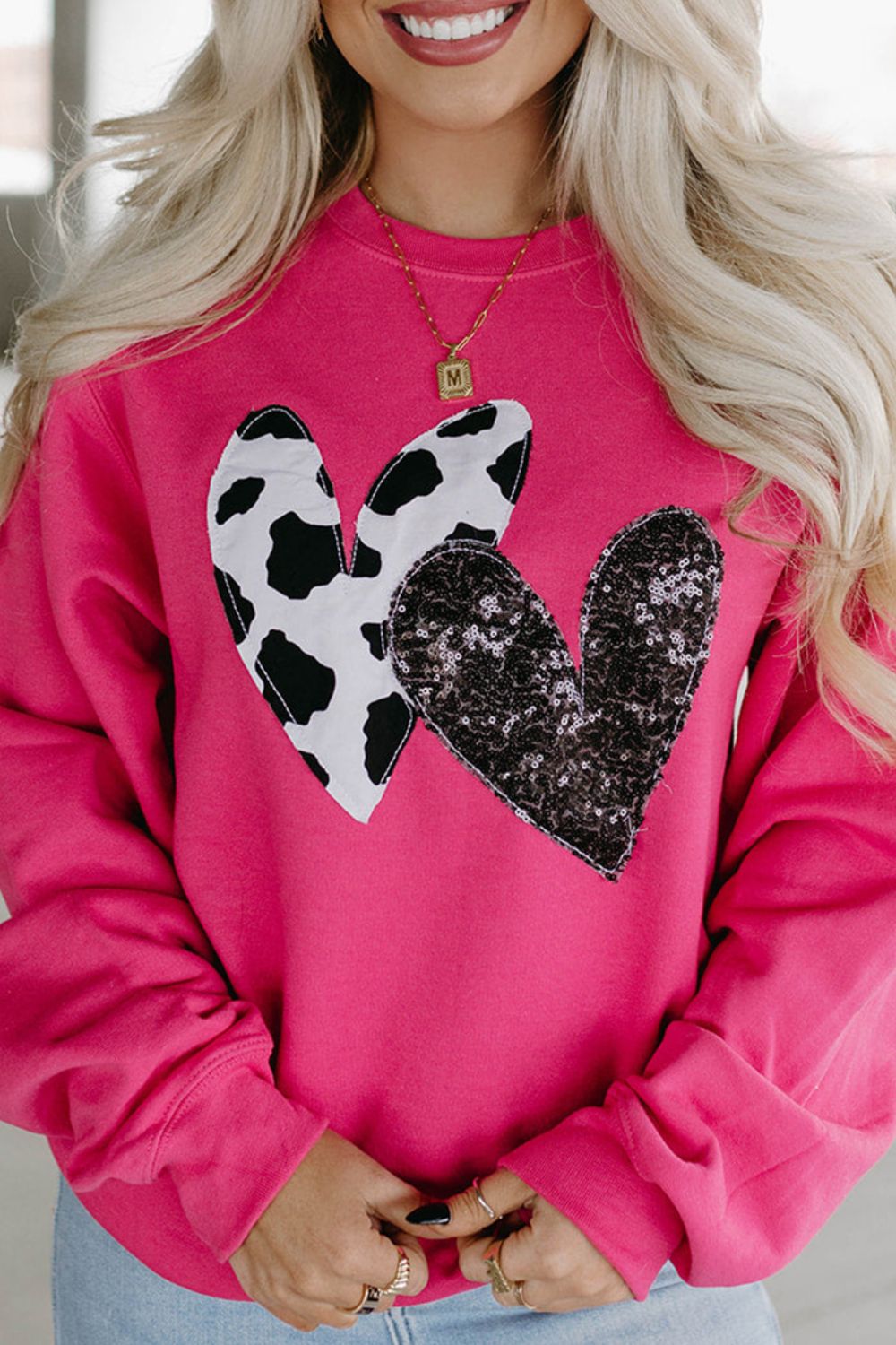 Heart Patch Long Sleeve Sweatshirt